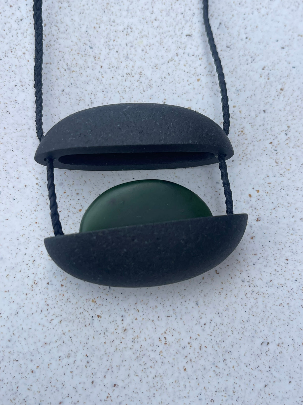 Hidden Charms - Greywacke/Onewa w/ bright green Kahurangi Pounamu