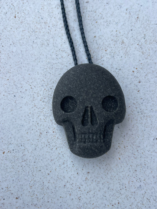 Memento Mori Full Skull Pendant - Onewa/Greywacke