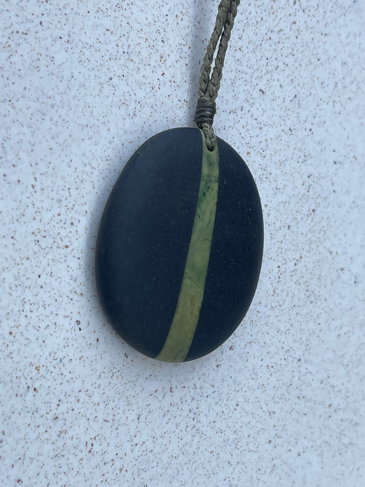 Splice Pebble Pendant - Onewa & Pounamu - Medium