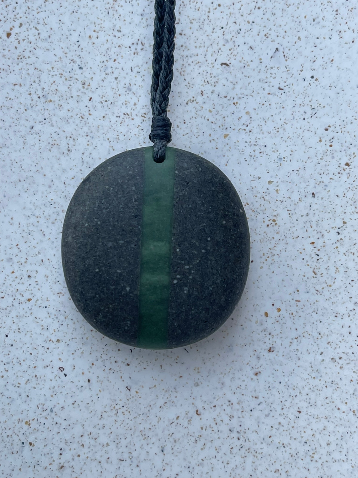 Splice Pebble Pendant - Onewa & Pounamu - Small