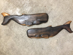 Sperm Whale - Redwood Carving - Left Facing