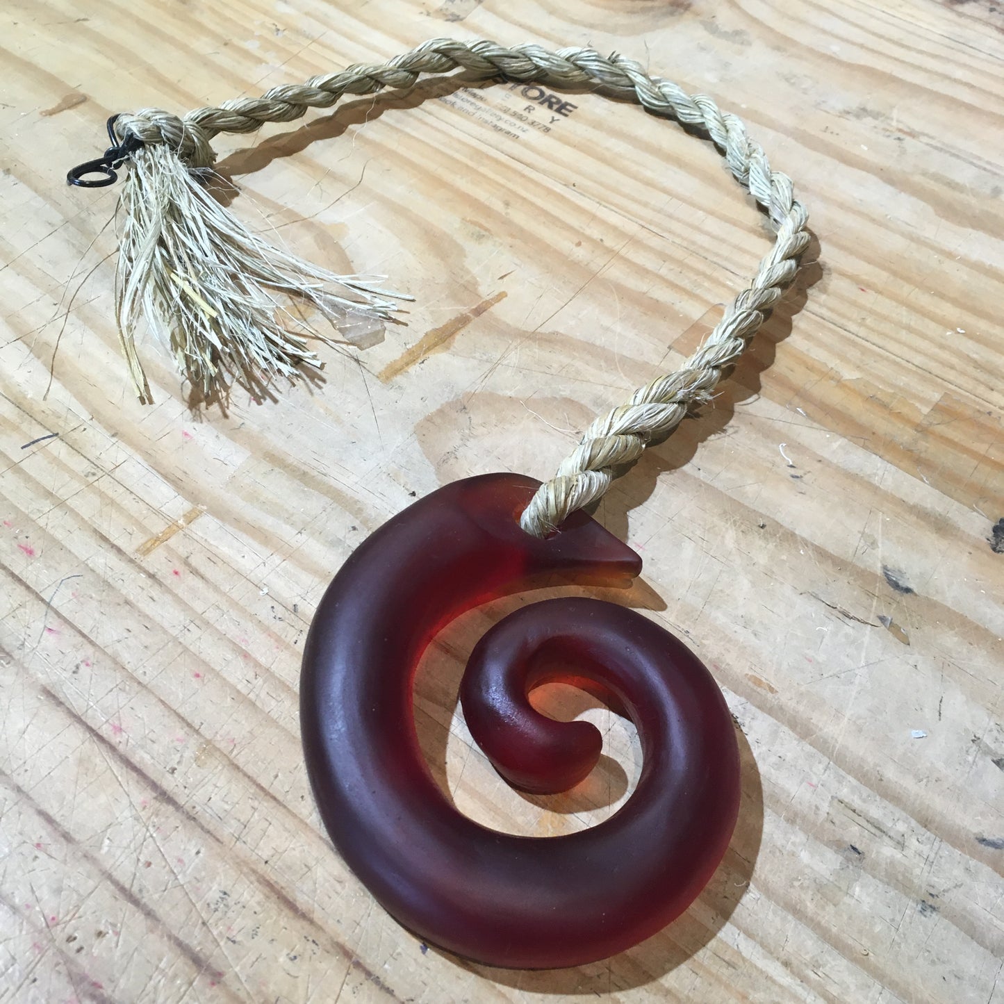 Life - Cast glass Koru - Dark Red