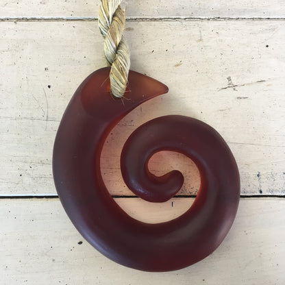 Life - Cast glass Koru - Dark Red