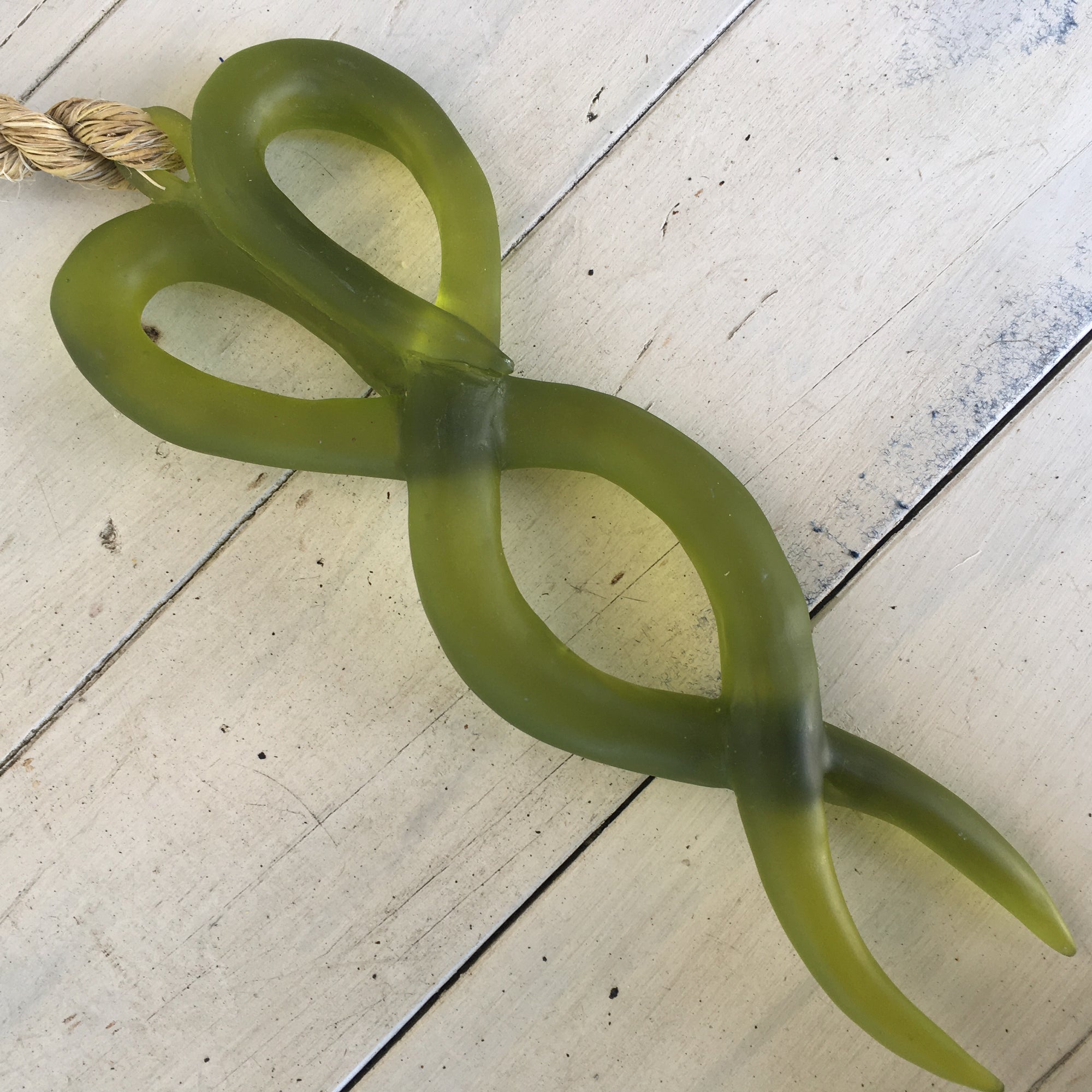 Entwined - Cast glass hanging sculpture - Olive