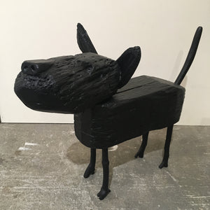 Dog - Painted Wood Sculpture