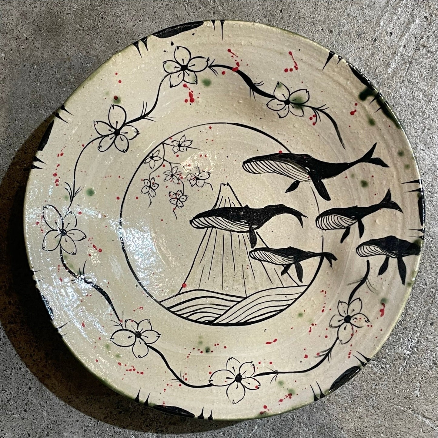 Ngauruhoe Wall Plate with Whales