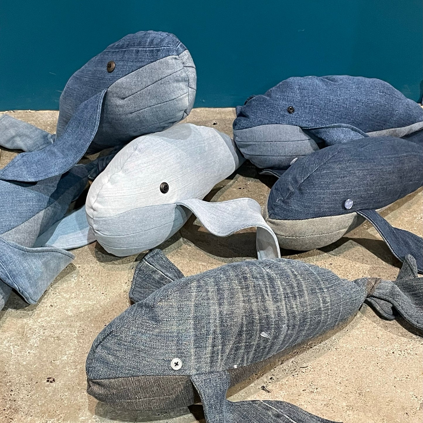 Recycled Denim Whale Soft Toy