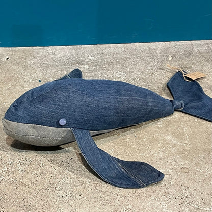 Recycled Denim Whale Soft Toy