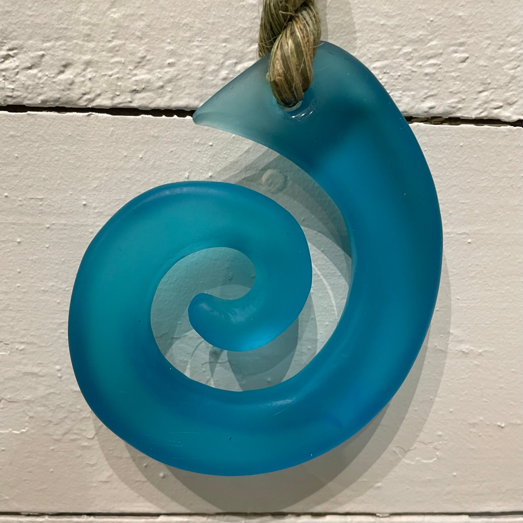 Life - Cast glass Koru - Copper Blue