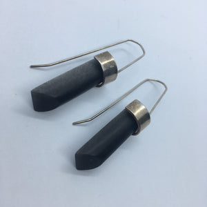 Obsidian half round earrings