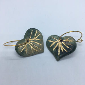 Gold Pounamu Kawakawa Earrings
