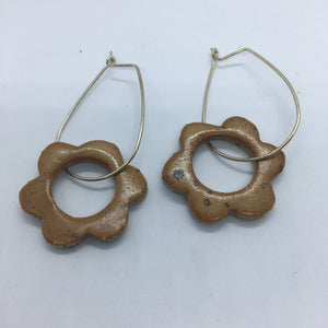 Flower Drop Ceramic Earrings - Honey