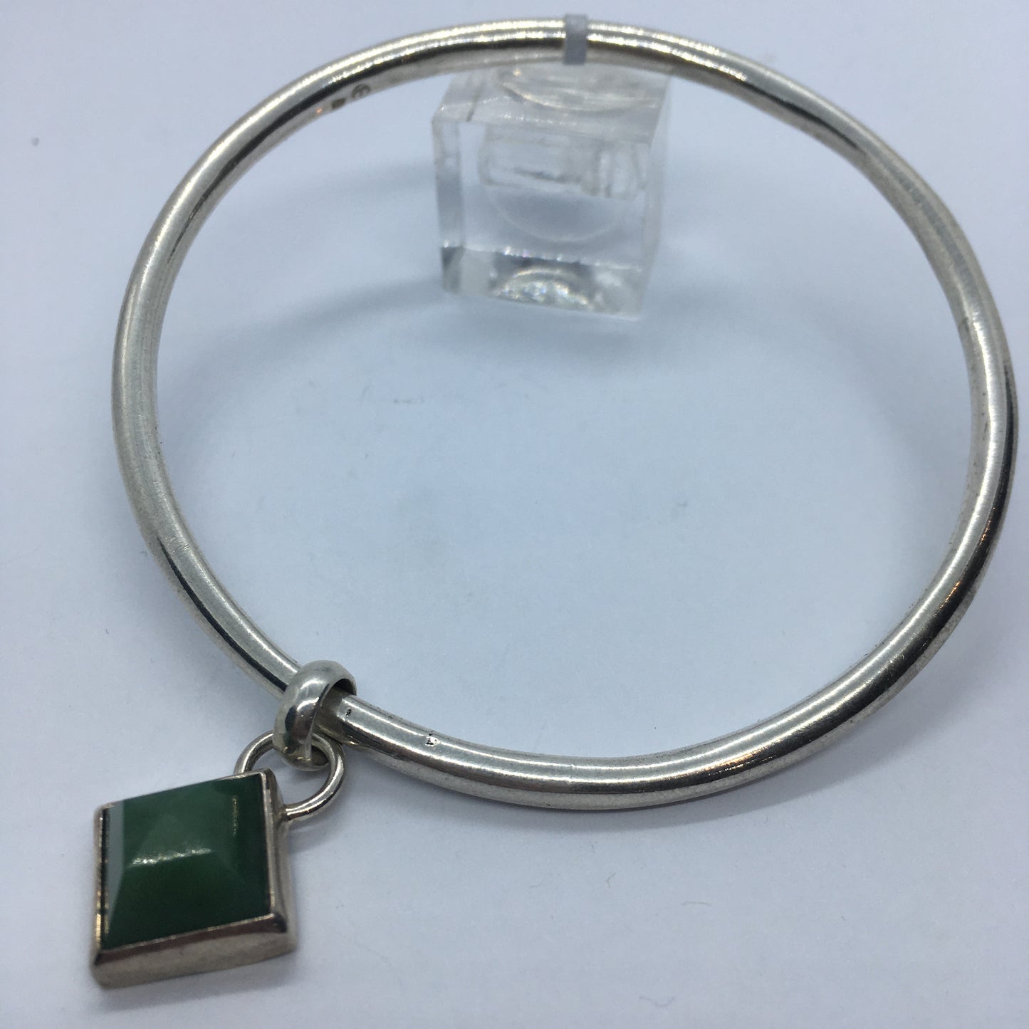 Square Pounamu and Kowhai Charm Bangle