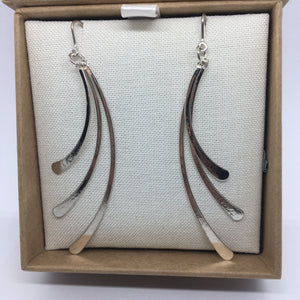 Triple Feathered Earrings - Silver
