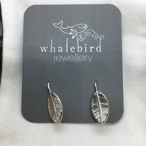 Leaf Drop Earrings - Silver