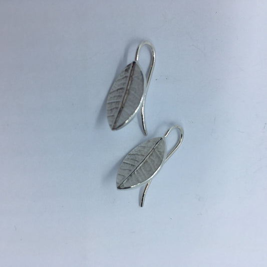 Leaf Drop Earrings - Silver