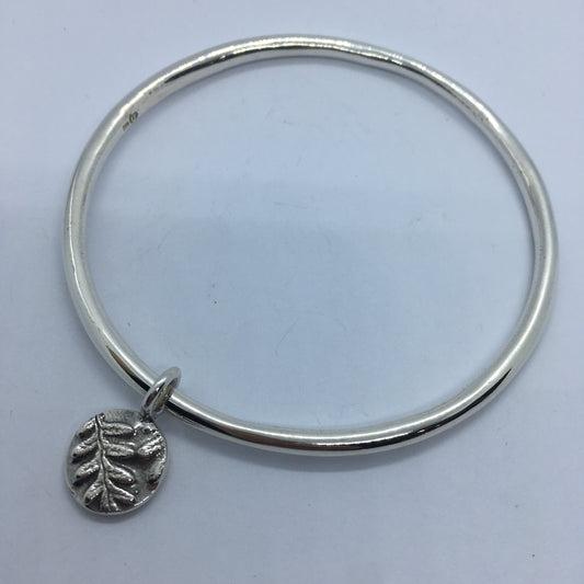 Silver Fern Charm Bangle