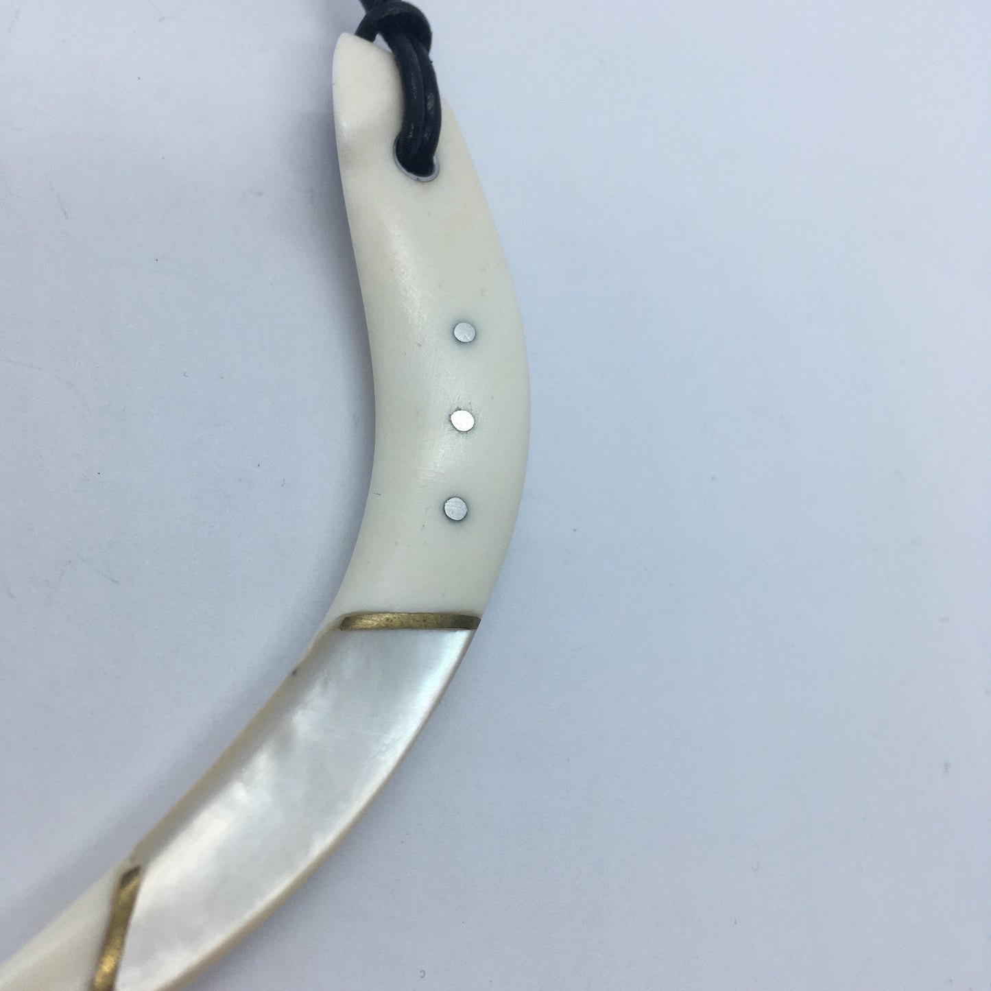 Curved Bone and Mother of Pearl Pendant