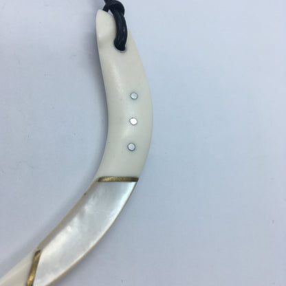 Curved Bone and Mother of Pearl Pendant