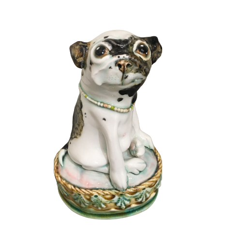Little Pug on a Pouff - Ceramic Sculpture