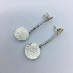 Patterned Silver Stick Earrings