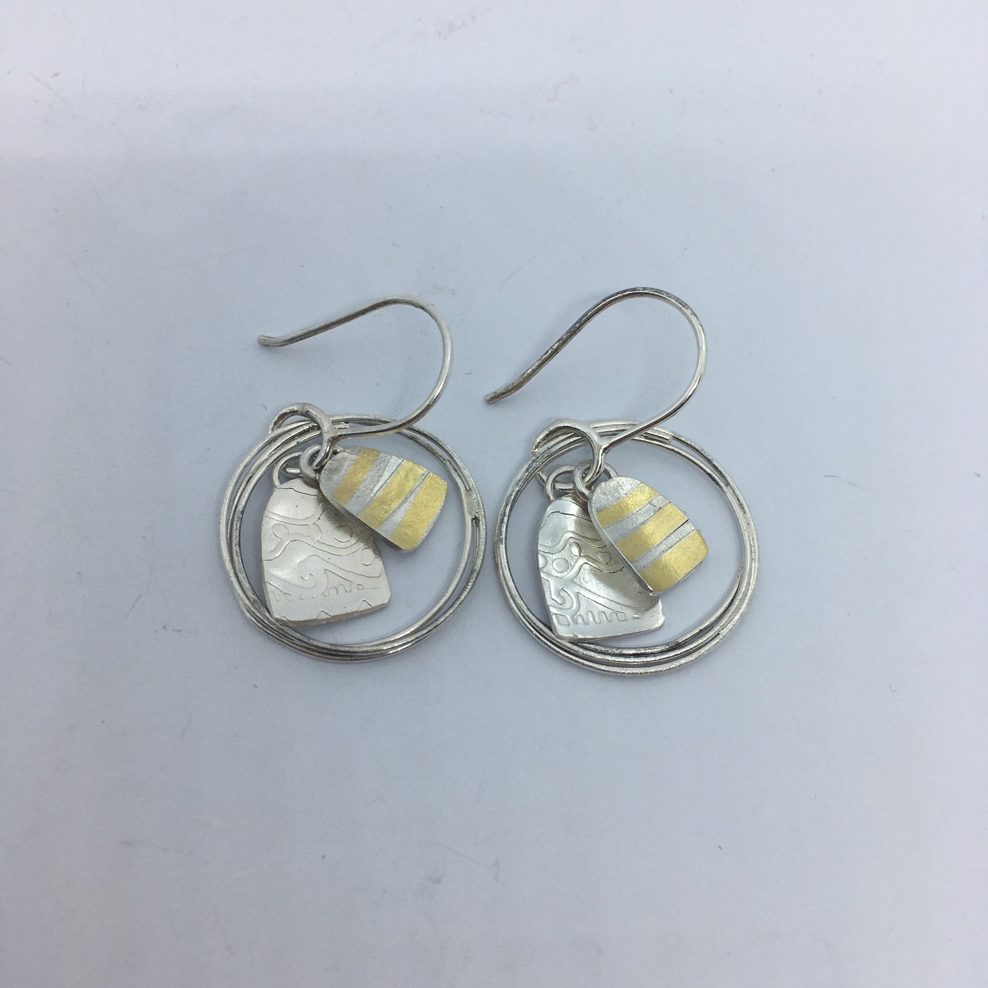 Wire Circles and Stripes Earrings