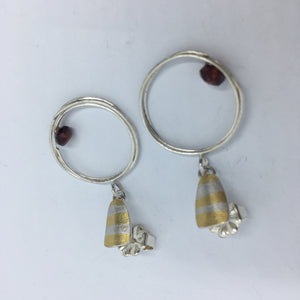 Wire and Stripes with Garnet Earrings