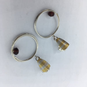 Wire and Stripes with Garnet Earrings