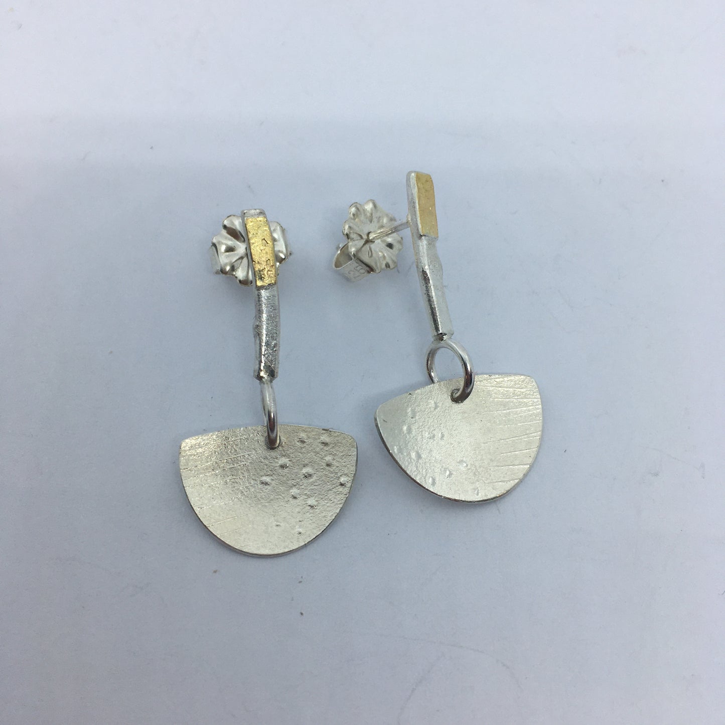 Patterned Silver Dangle Earrings