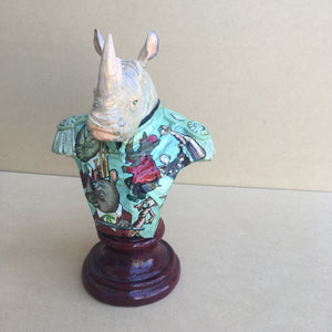 Stephen the Rhino - Mixed Media Sculpture