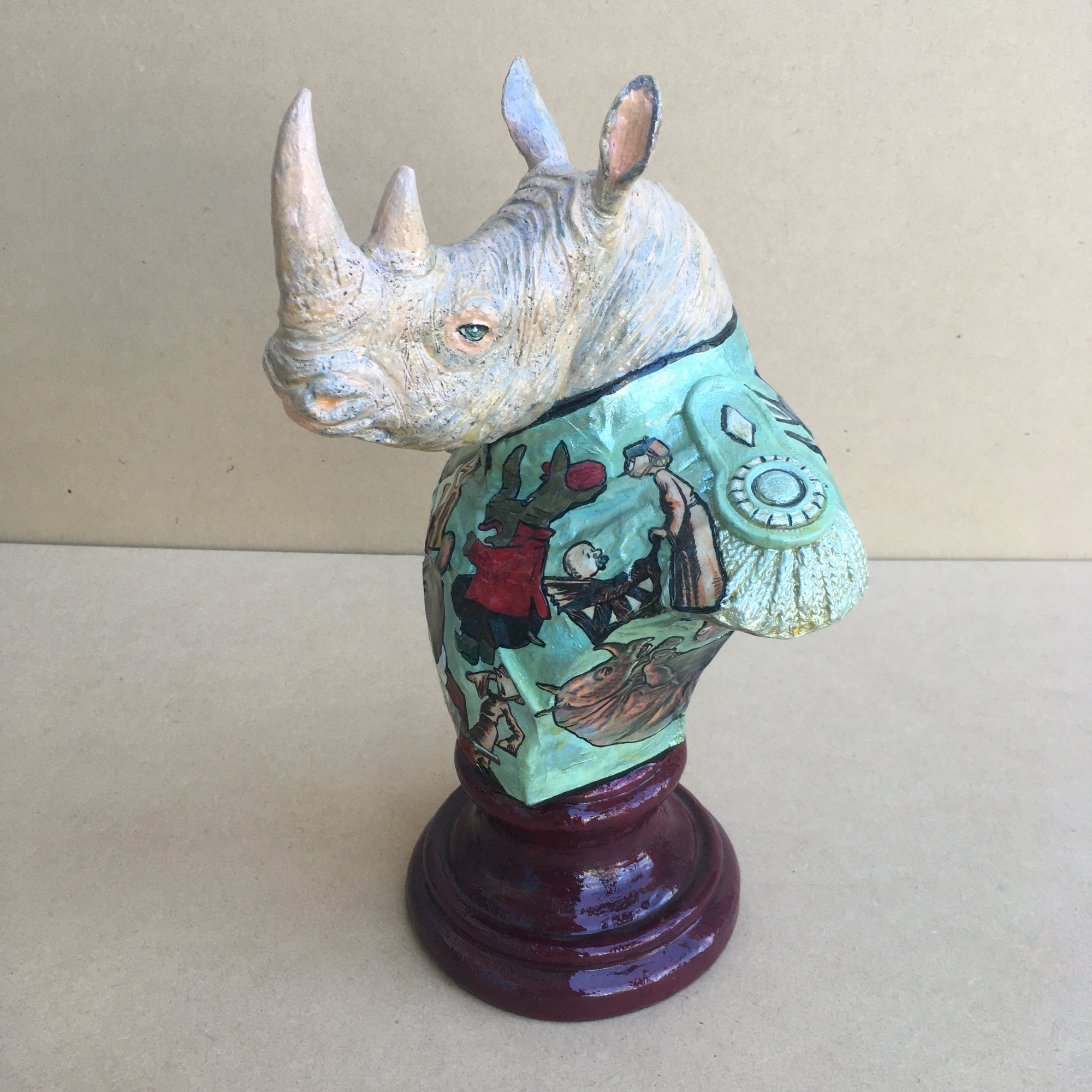 Stephen the Rhino - Mixed Media Sculpture