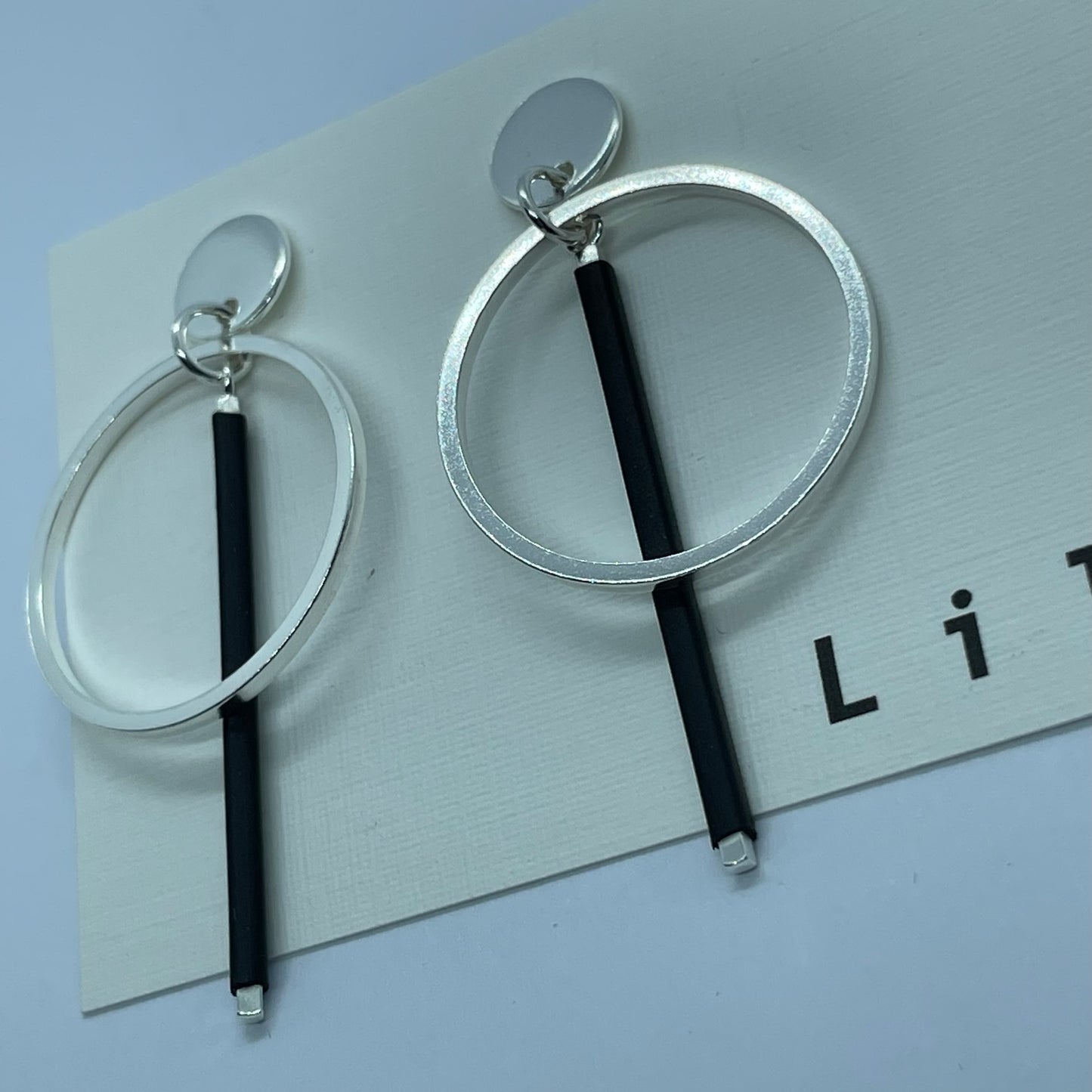 Hoops with Black Bar Earrings