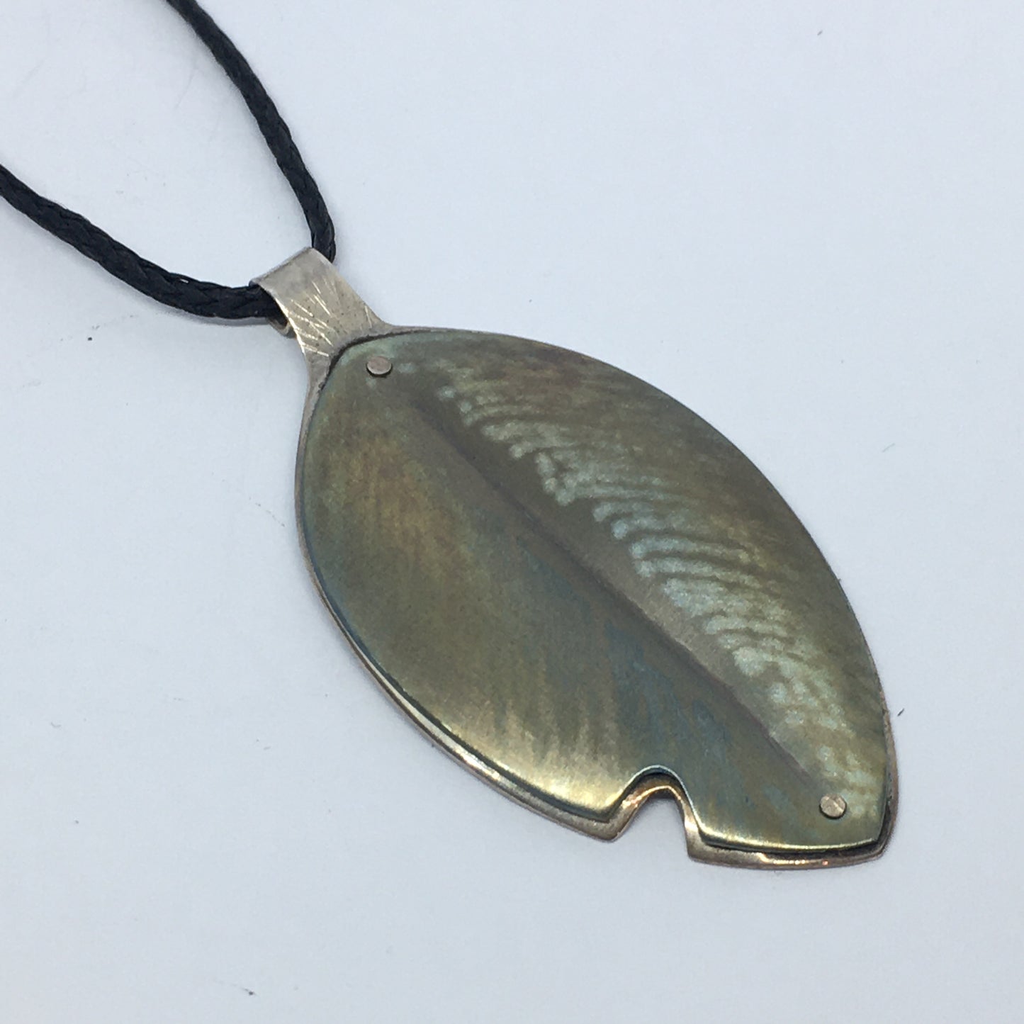 Silver Grey Pohutukawa Leaf with Bite Pendant