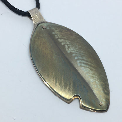 Silver Grey Pohutukawa Leaf with Bite Pendant