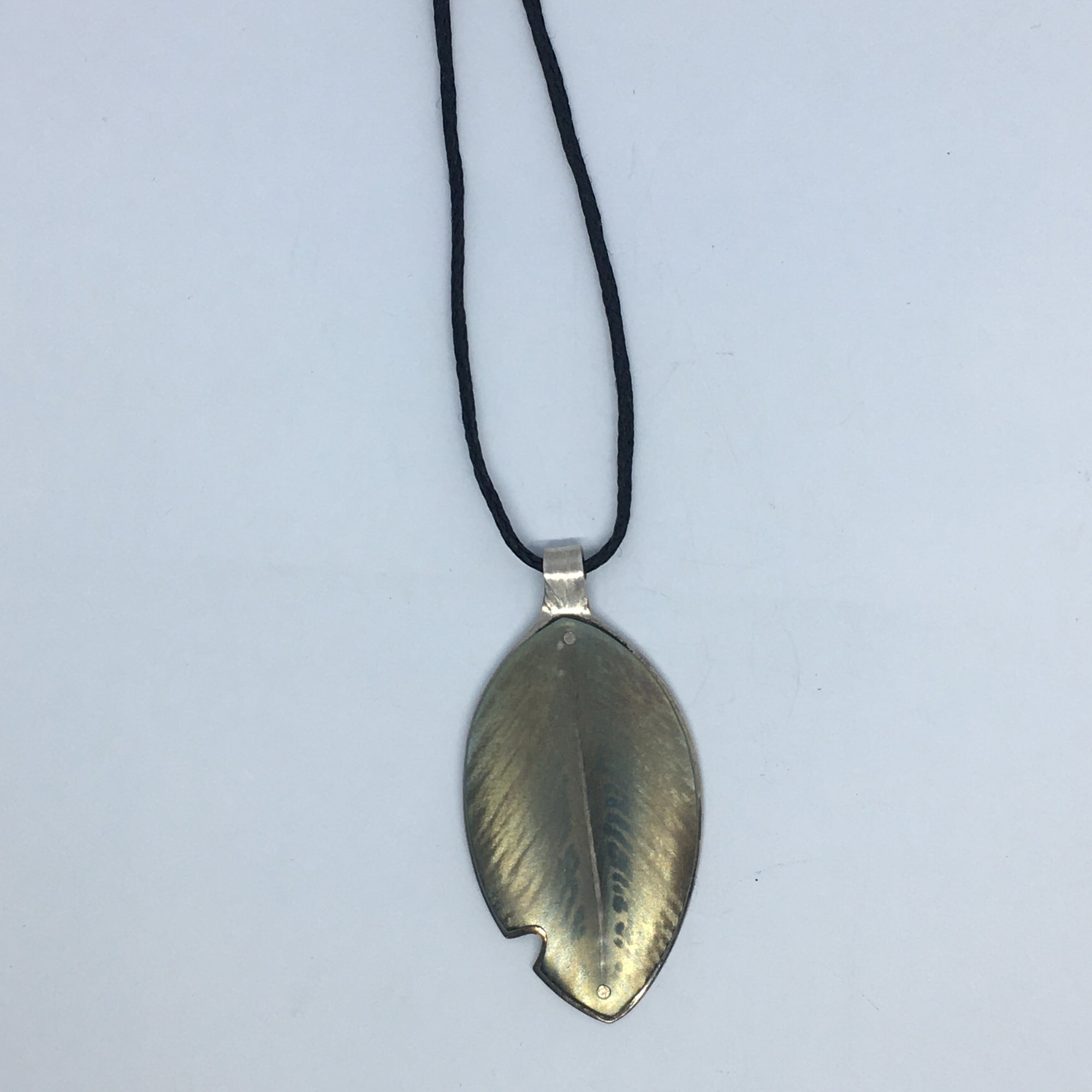 Silver Grey Pohutukawa Leaf with Bite Pendant