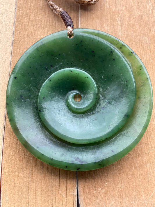 Pounamu Koru Disc Pendant