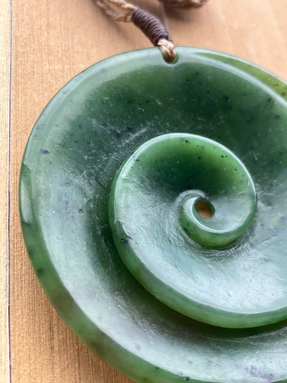 Pounamu Koru Disc Pendant