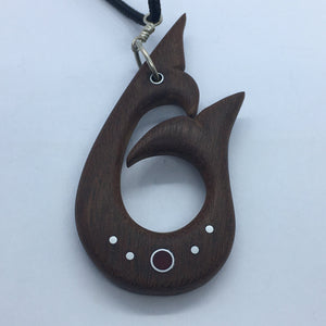 Wood Inlay Whale Tail Pendant