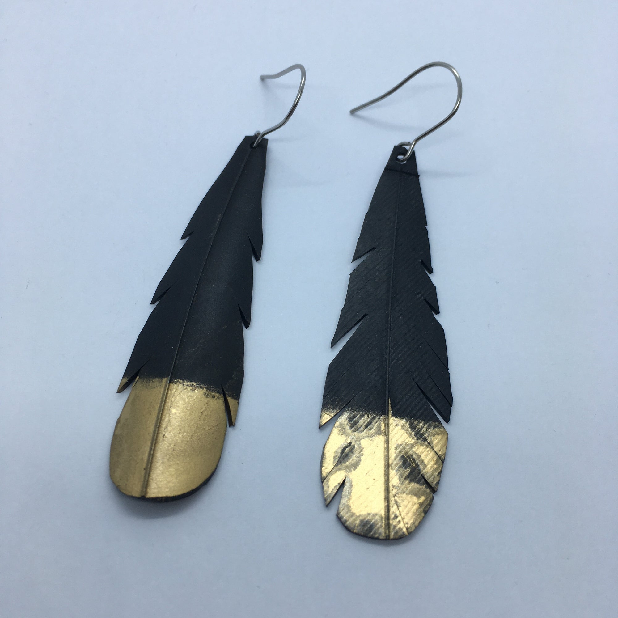 Gold Dip Feather Earrings