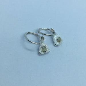 Diamond Silver Triangle Drop Earrings