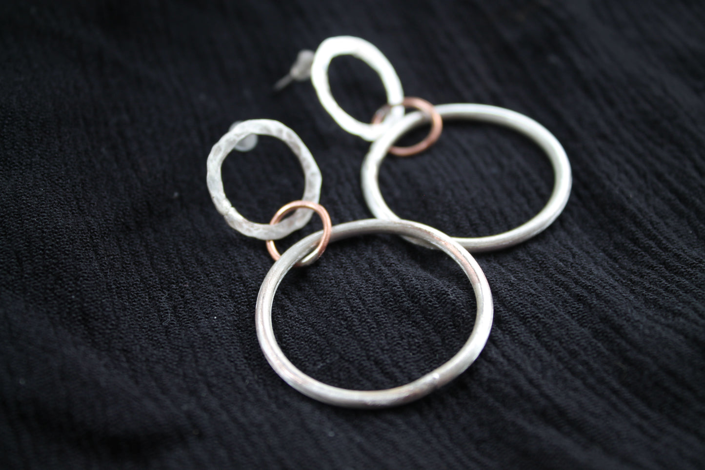 Silver and Copper Hoop Earrings