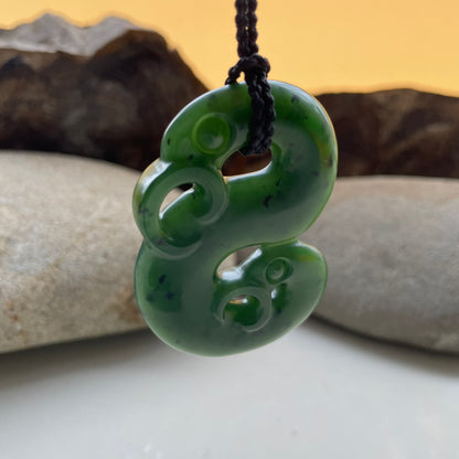 Pounamu Double Manaia Pekapeka Pendant