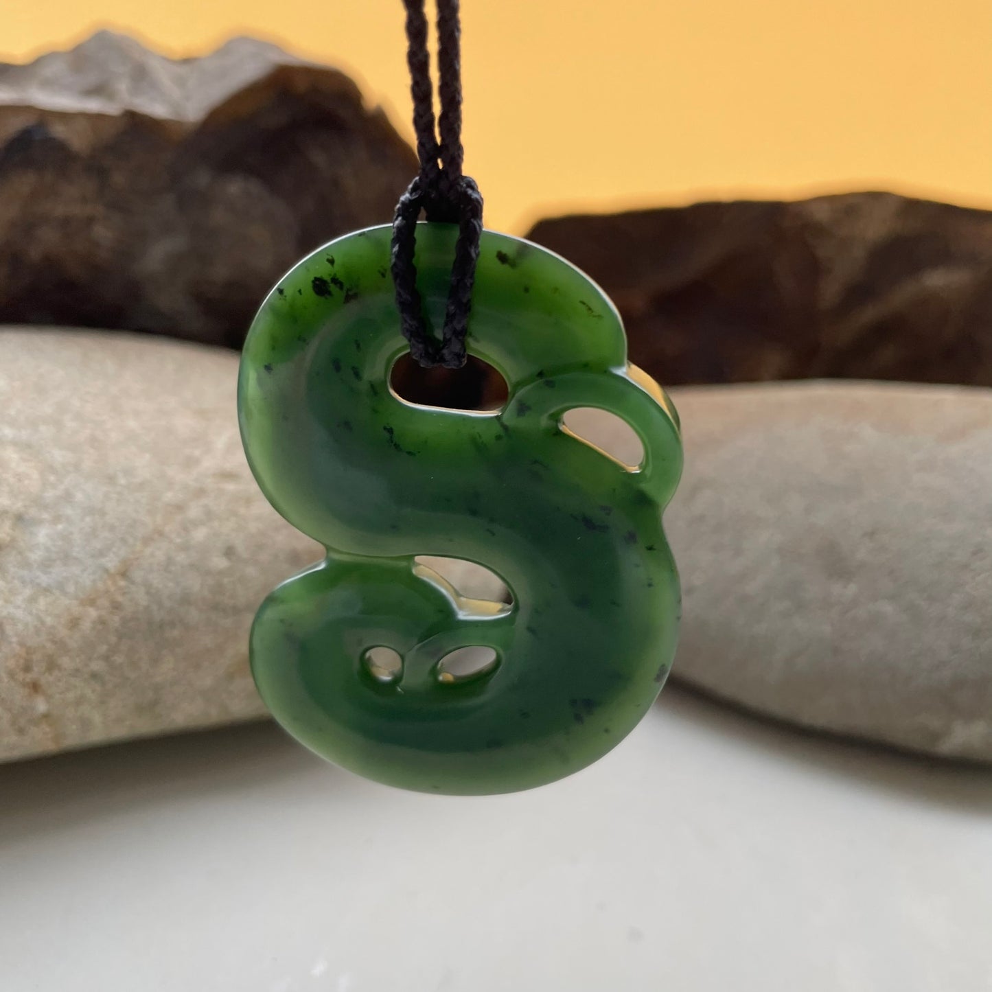 Pounamu Double Manaia Pekapeka Pendant