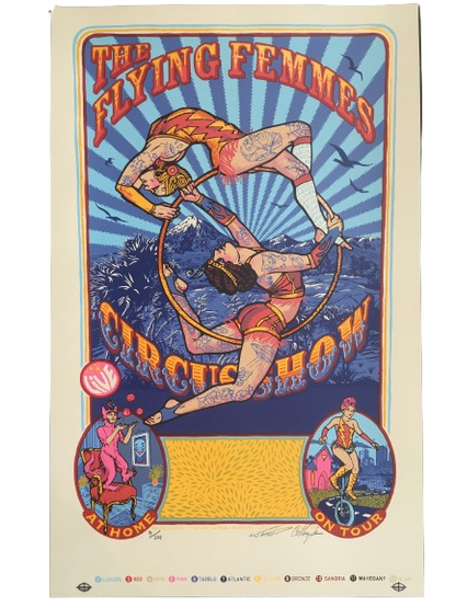 Flying Femmes Circus Show - Hand pulled Serigraph