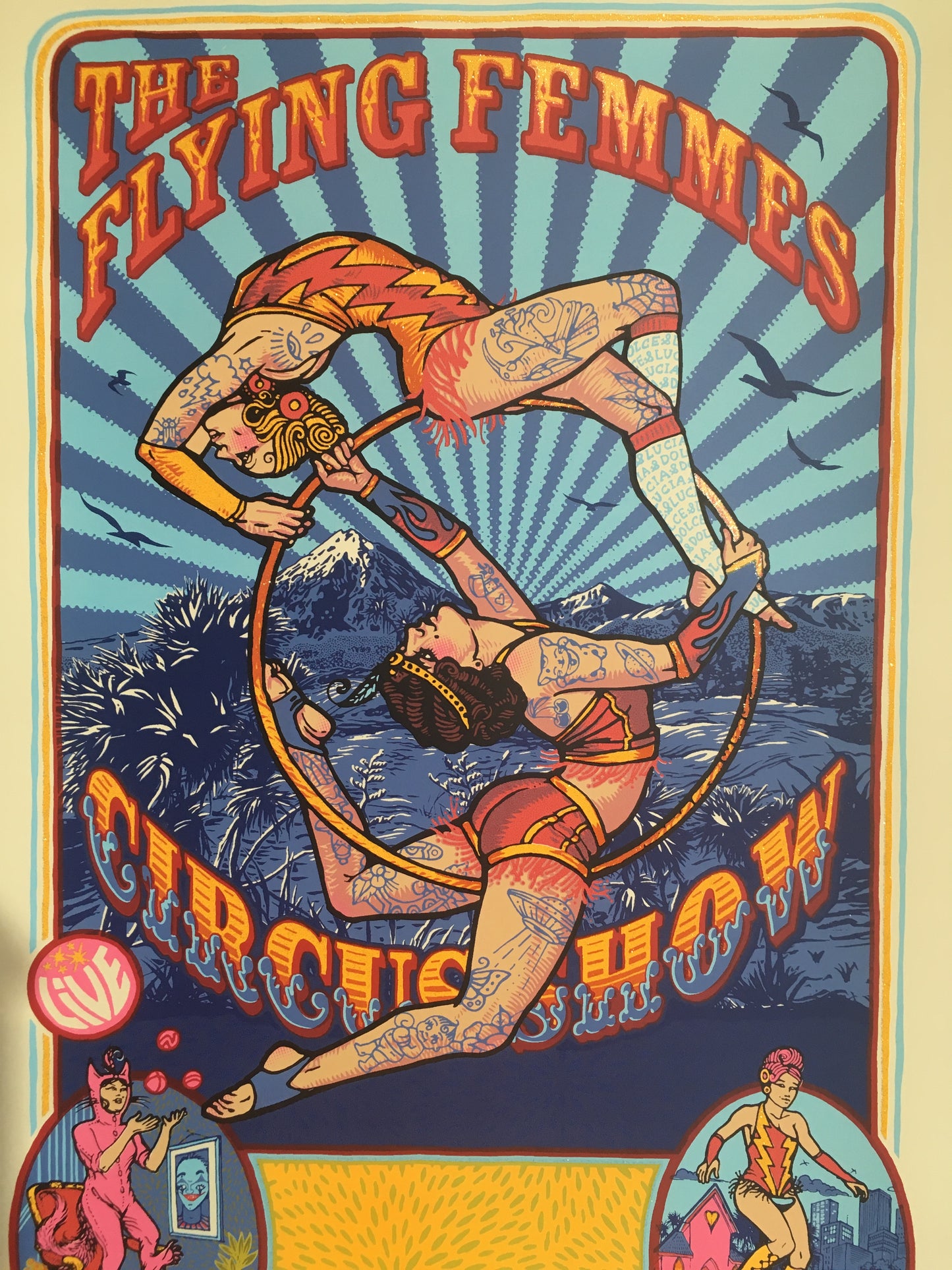 Flying Femmes Circus Show - Hand pulled Serigraph