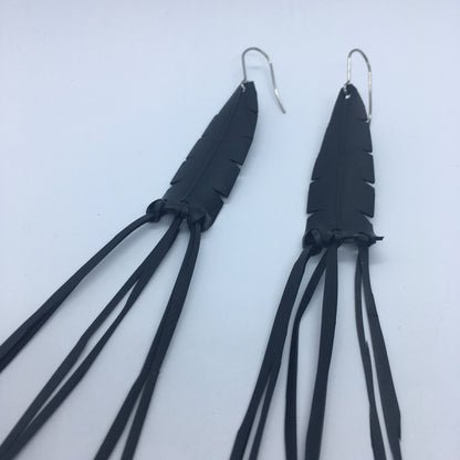 Black Palm Tassle Earrings