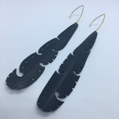 Black Feather Frond Earrings