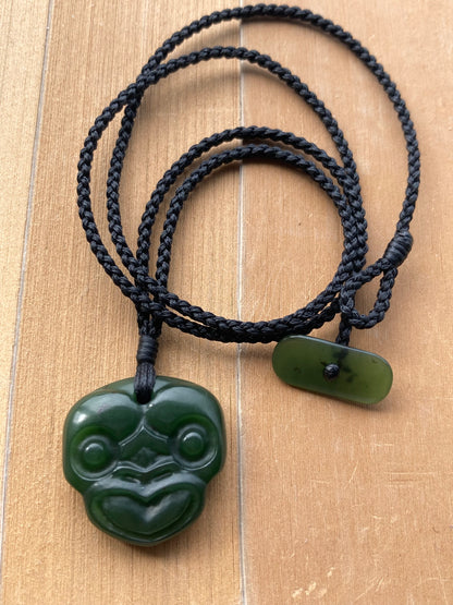 Pounamu Tiki Head Pendant