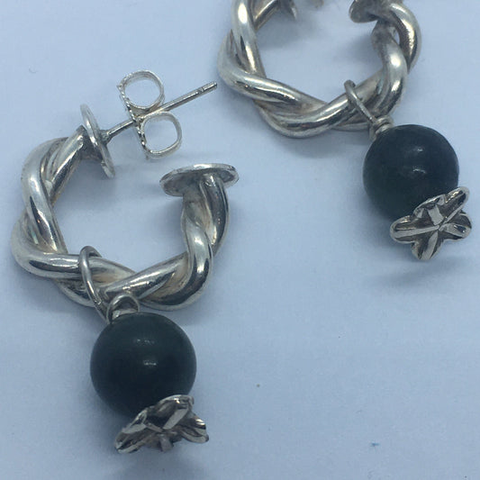 Rope Loop Earring with Greenstone