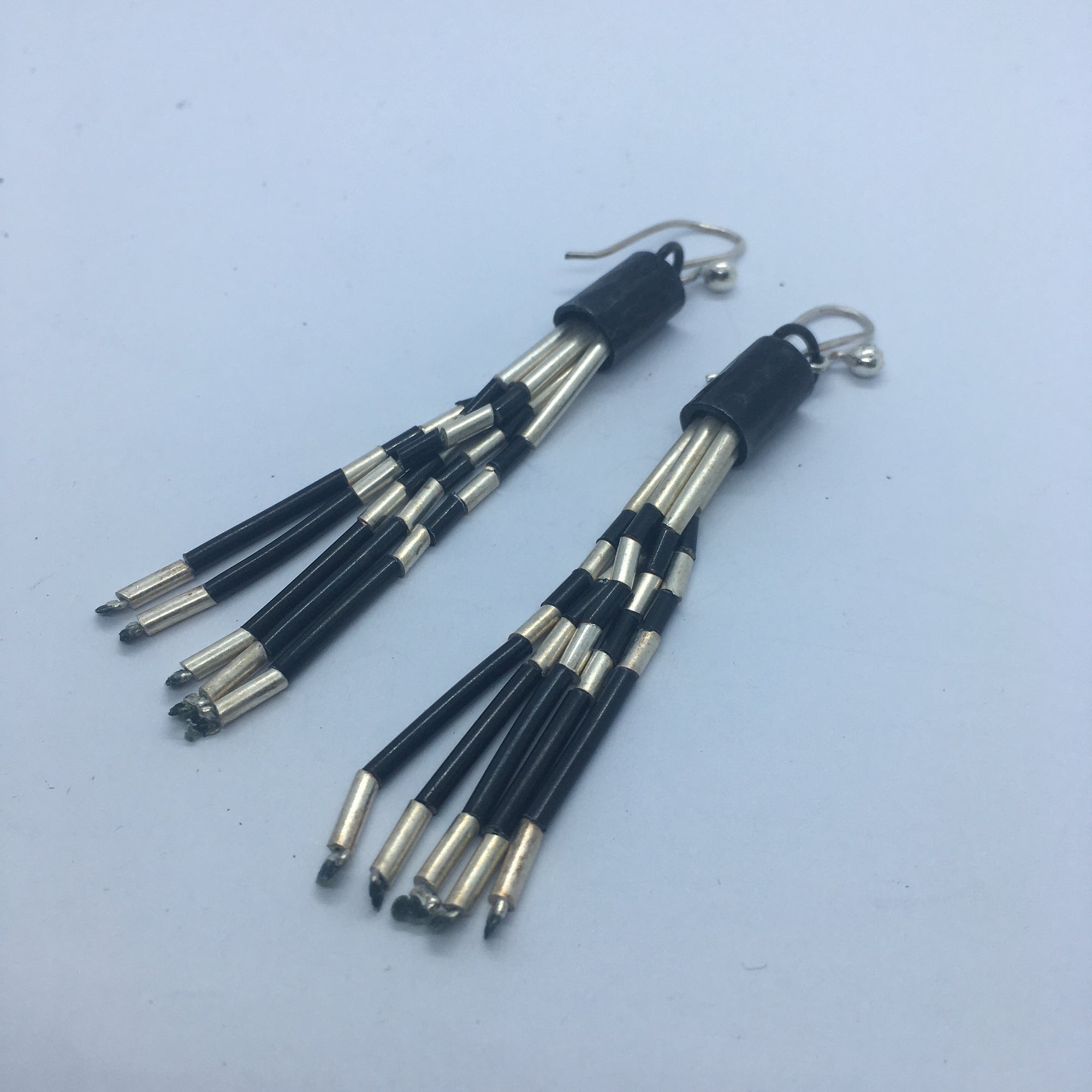 Silver and Blackened Copper Piupiu Earrings